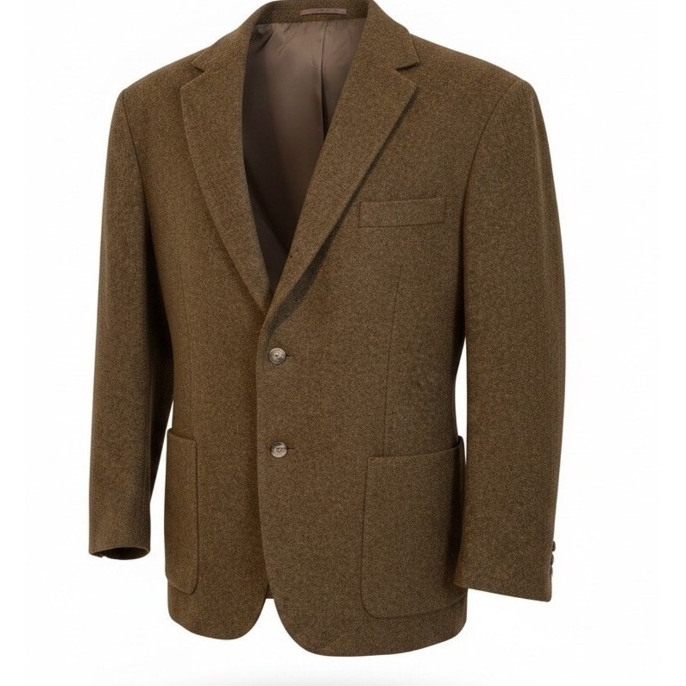TOMMY HILFIGER Brown Flannel Tweed Button Wool Liner 3 Button Blazer Jacket XL - Picture 1 of 16